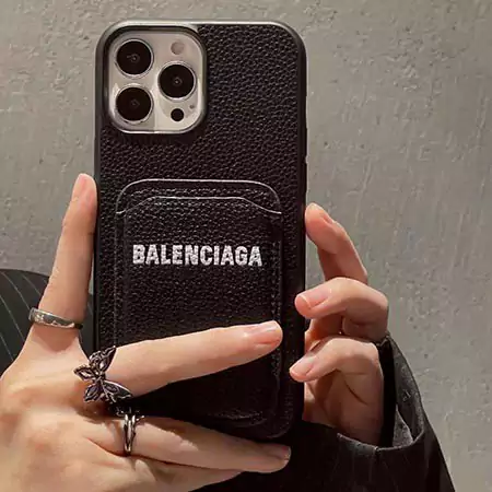 iphone 13/12 mini iphone SE3/SE2/SEケースハイブランド[balenciagaバレンシアガ]風レザー カード収納白黒人気  激安 耐衝撃