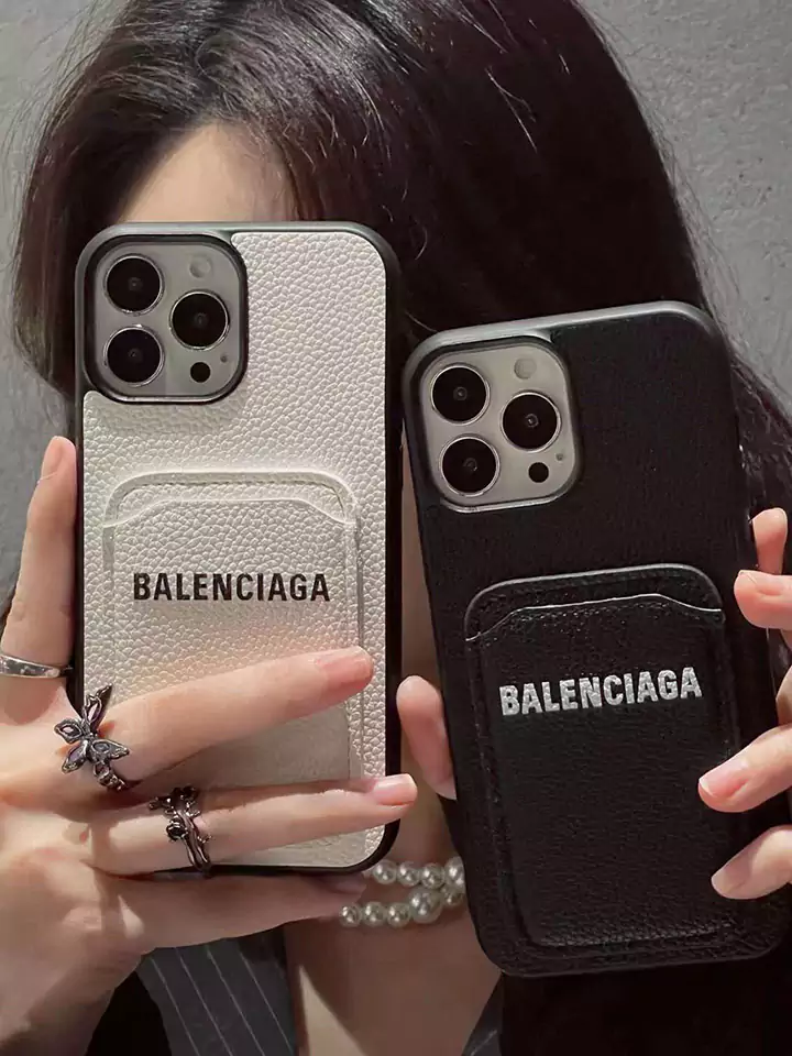 iphone 13/12 mini iphone SE3/SE2/SEケースハイブランド[balenciagaバレンシアガ]風レザー カード収納白黒人気  激安 耐衝撃