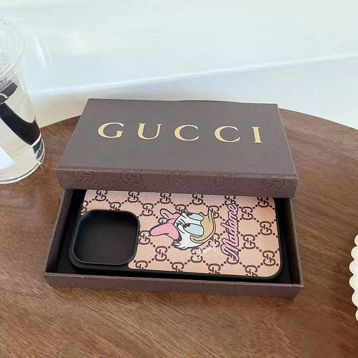 Galaxy S24/S23plus[グッチgucci]ブランドスマホケース皮製 ドナルドダックアニメ薄い可愛い 個性的激安